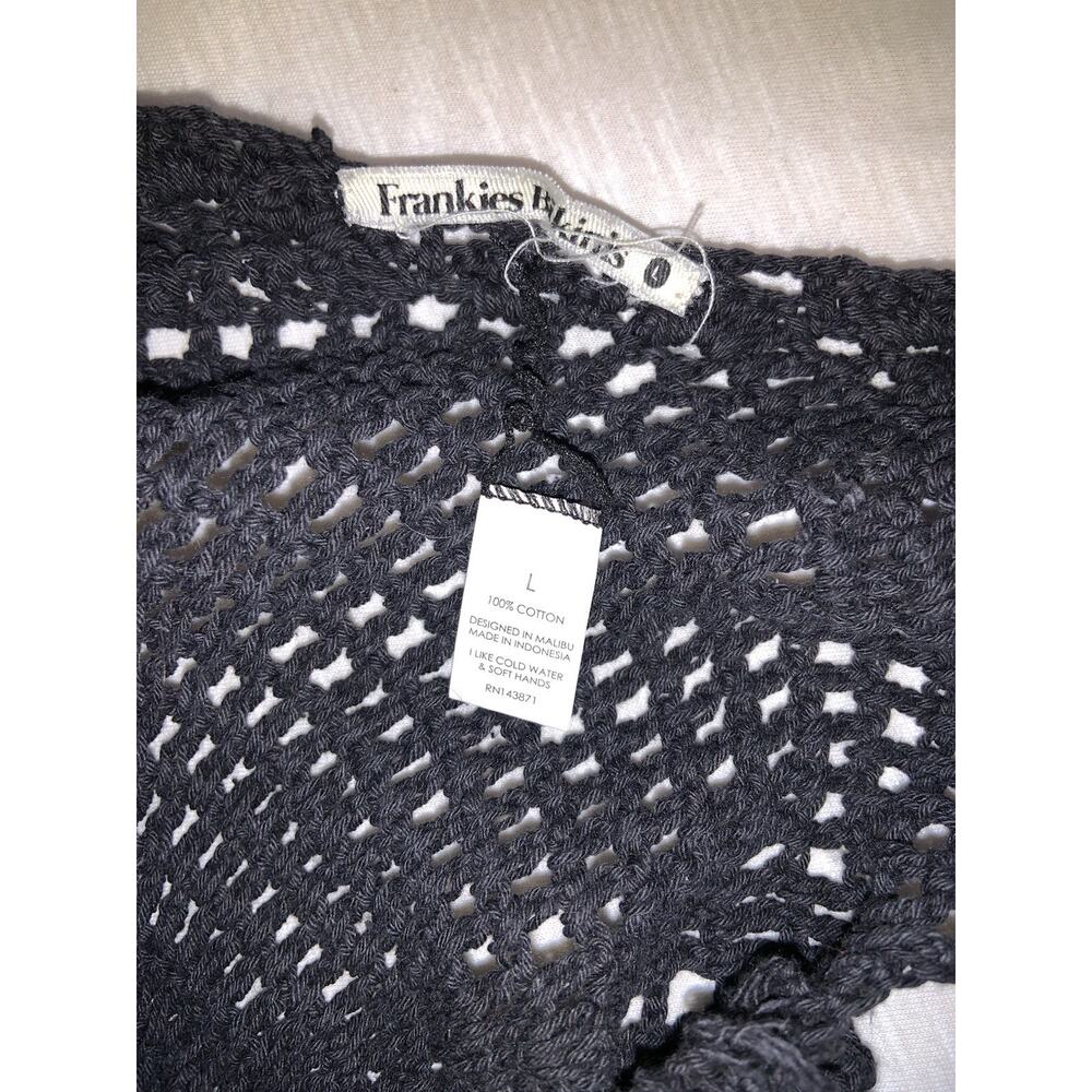 Frankies Bikinis Veronica Cover Up Black Crochet Knit Sleeveless Dress Large - Picture 8 of 9